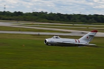The de Havilland-115 Vampire performs at the Titans of Flight Air Expo, Joint Base Charleston, South Carolina, April 9, 2022.