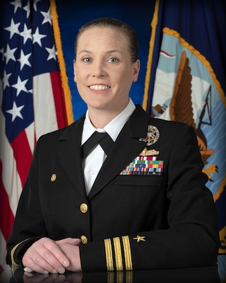 Official studio portrait of Commander Brenna L. Schnars, Commander, Bush Master Unit Two (BMU2)