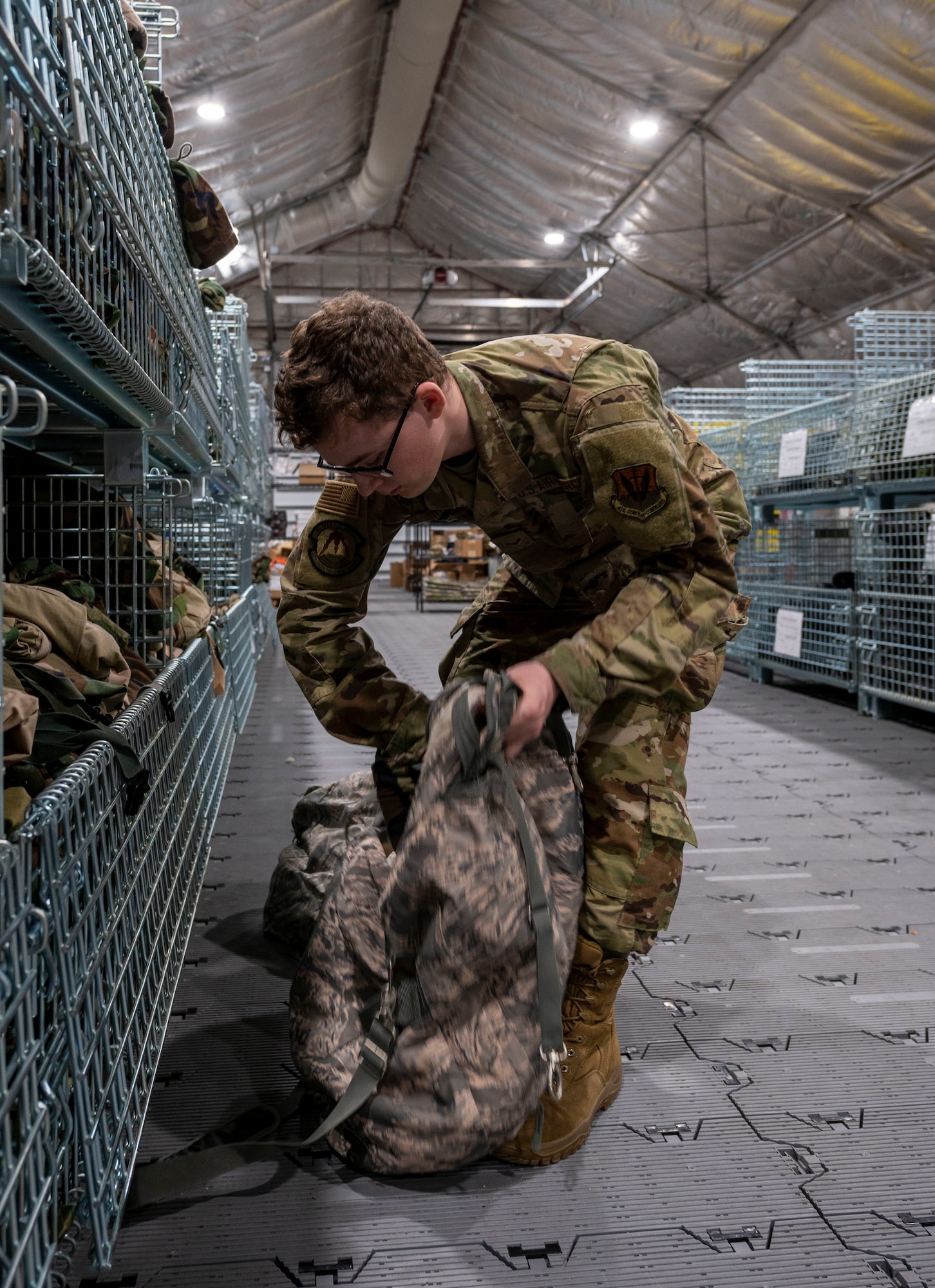 Airman packs equipment
