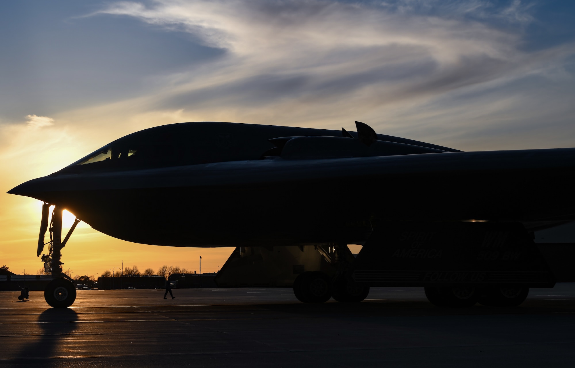 Three B-2 Spirit stealth bombers assigned to the 509th Bomb Wing, take off from Whiteman Air Force Base, Missouri, April 4, 2022. The stealth bombers integrated with B-1 Lancers from Ellsworth AFB and Dyess AFB, as part of Exercise Agile Tiger. Agile Tiger tests the ability to equip, sustain, move and maneuver deliberately trained Airmen across a network of bases to complicate adversary targeting, preserve combat power, and fight from a position of advantage. (U.S. Air Force photo by Airman 1st Class Victoria Hommel)