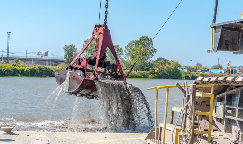 Mechanical dredging operations on the Buffalo River