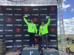Maj. Robert Killian, left, from California finished first in the men’s elite category and Utah National Guard 2nd Lt. Dayde Collins came in second at the Spartan Sprint 5k with over 20 obstacles in Concord, North Carolina, April 9-10. The National Guard’s All Guard Endurance Team sent more than 40 members to the competition.