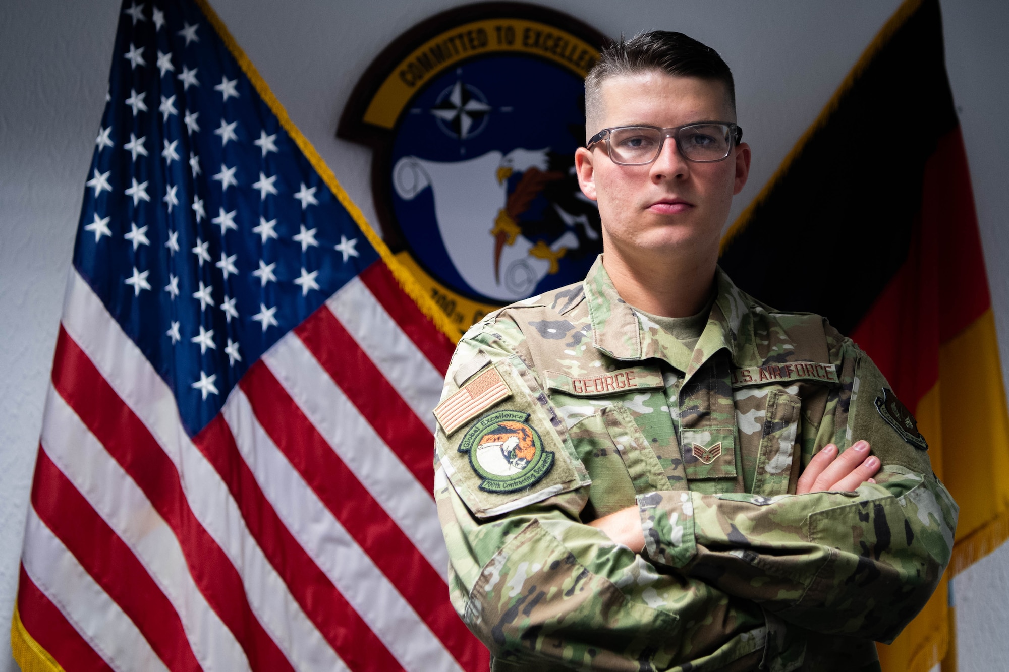 Airman poses for camera