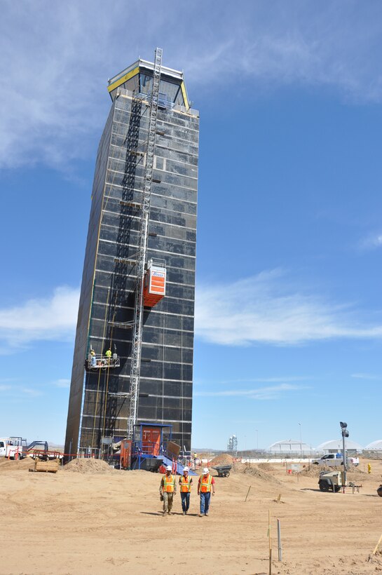 Command Sgt. Maj. Patrickson Toussaint, U.S. Army Corps of Engineers command sergeant major, meets with the LA District’s High Desert Area Office team and visits an air traffic control tower project construction site March 30 in Palmdale, California. Toussaint presented coins for excellence to three outstanding Corps employees before he traveled to another District project site at Vandenberg Space Force Base. Toussaint, the organization’s 14th command sergeant major, is charged with advising leaders at all levels of concerns and best practices across the enterprise.