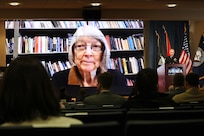 Guest Speaker Diane Vaughan, who holds a Ph.D. in sociology and is a professor at Columbia University, provided her insights into decreasing risk to fix or avoid a problem during the 59th Anniversary of the USS Thresher (SSN 593).