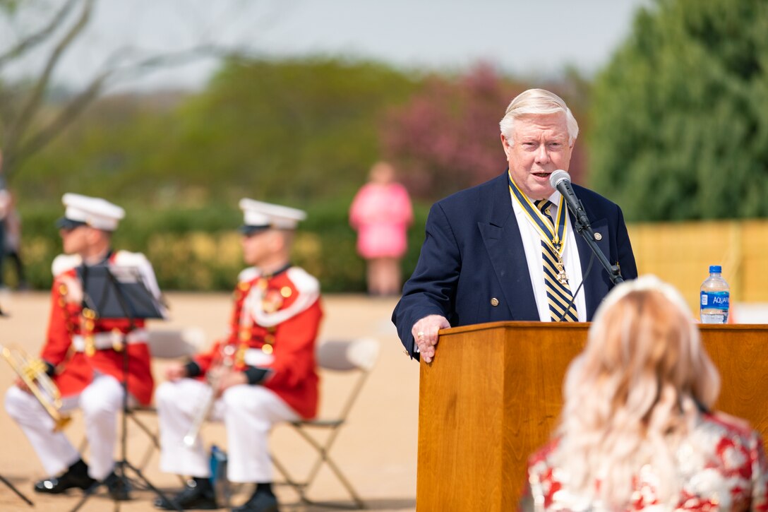 To celebrate the 279th birthday of author of the Declaration of Independence and third U.S. president Thomas Jefferson, a Marine Band brass quintet performed at the 79th annual Jefferson Memorial Ceremony in Washington, D.C. on April 13, 2022. Jefferson is credited with giving the Marine Band its nickname, "The President's Own."