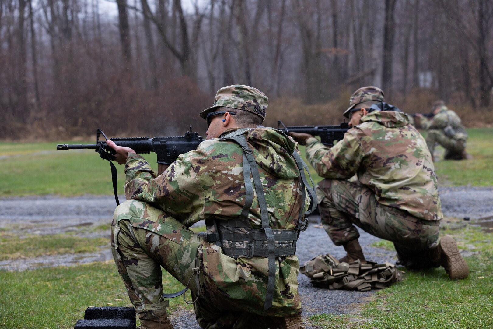 U.S. Army competitors from the New York Army National Guard conduct weapons qualification as part of the state Best Warrior Competition April 6, 2022, at the Camp Smith Training Site in Cortlandt Manor, N.Y. The three-day event tested Soldiers on their Army knowledge, physical fitness, and tactical prowess, ending in a 12-mile road march and the opportunity to represent New York at the regional and national Best Warrior levels.