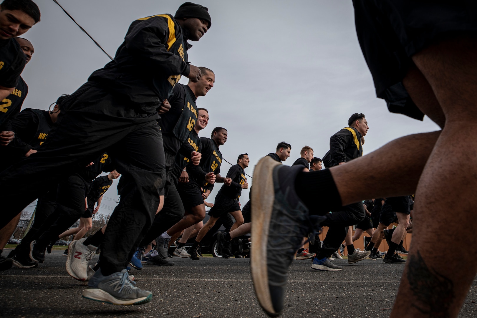 U.S. Army Soldiers in the 1-254th Regional Training Institute's Infantry Advanced Leaders Course 22-02 take part in an Army Combat Fitness Test at the National Guard Training Center in Sea Girt, New Jersey, March 23, 2022.