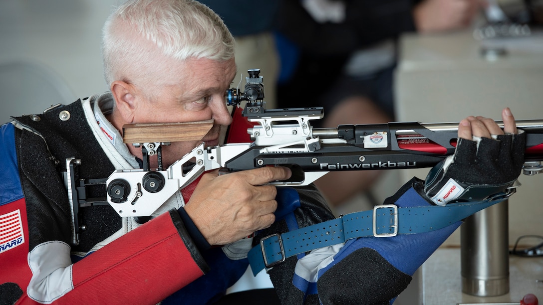 An RSM practices Air Rifle.