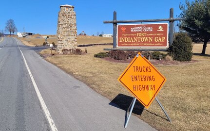 Work is underway on the first of two planned access-control points at Fort Indiantown Gap. The Main Gate and a visitors center will be located on Fisher Avenue near the intersection of Biddle Road. The project is expected to be completed in March 2023.