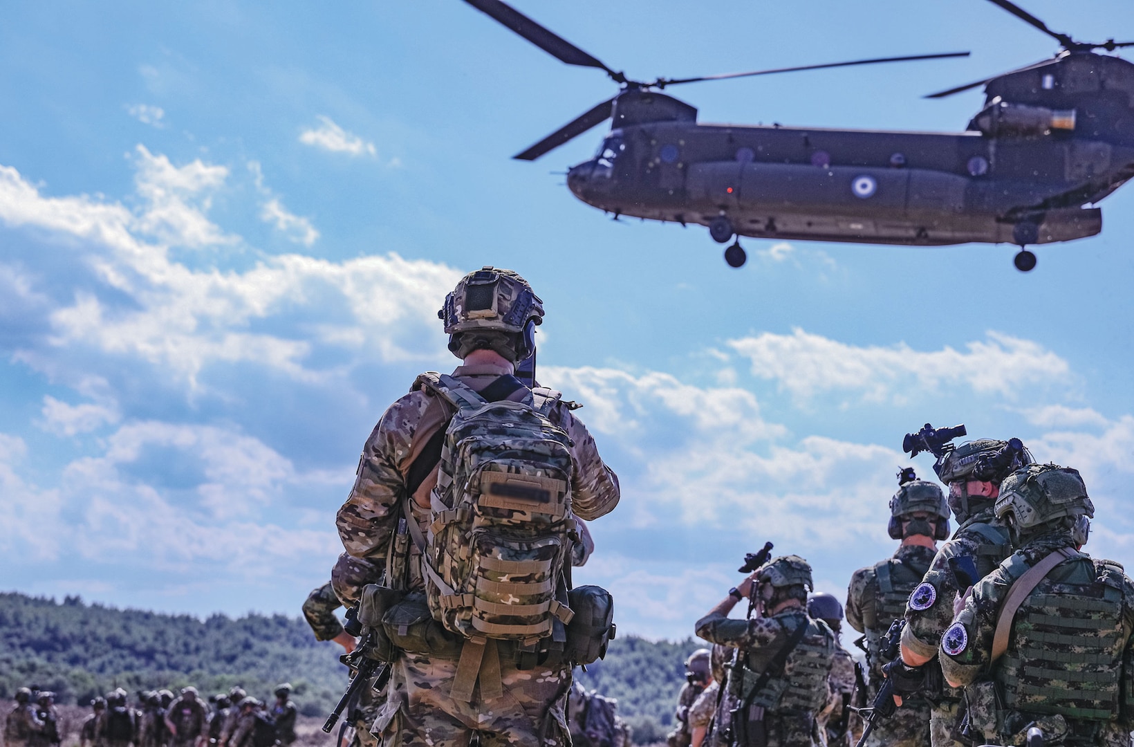 Special operations forces from Cyprus, Greece, Serbia, and United States board Greek CH-47 Chinook during ORION 21, June 3, 2021 (U.S. Army/Monique O’Neill)