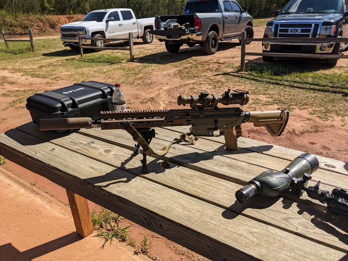 The Squad Designated Marksmanship Rifle being tested on the range. (U.S. Air Force photo/Shaun Ferguson)