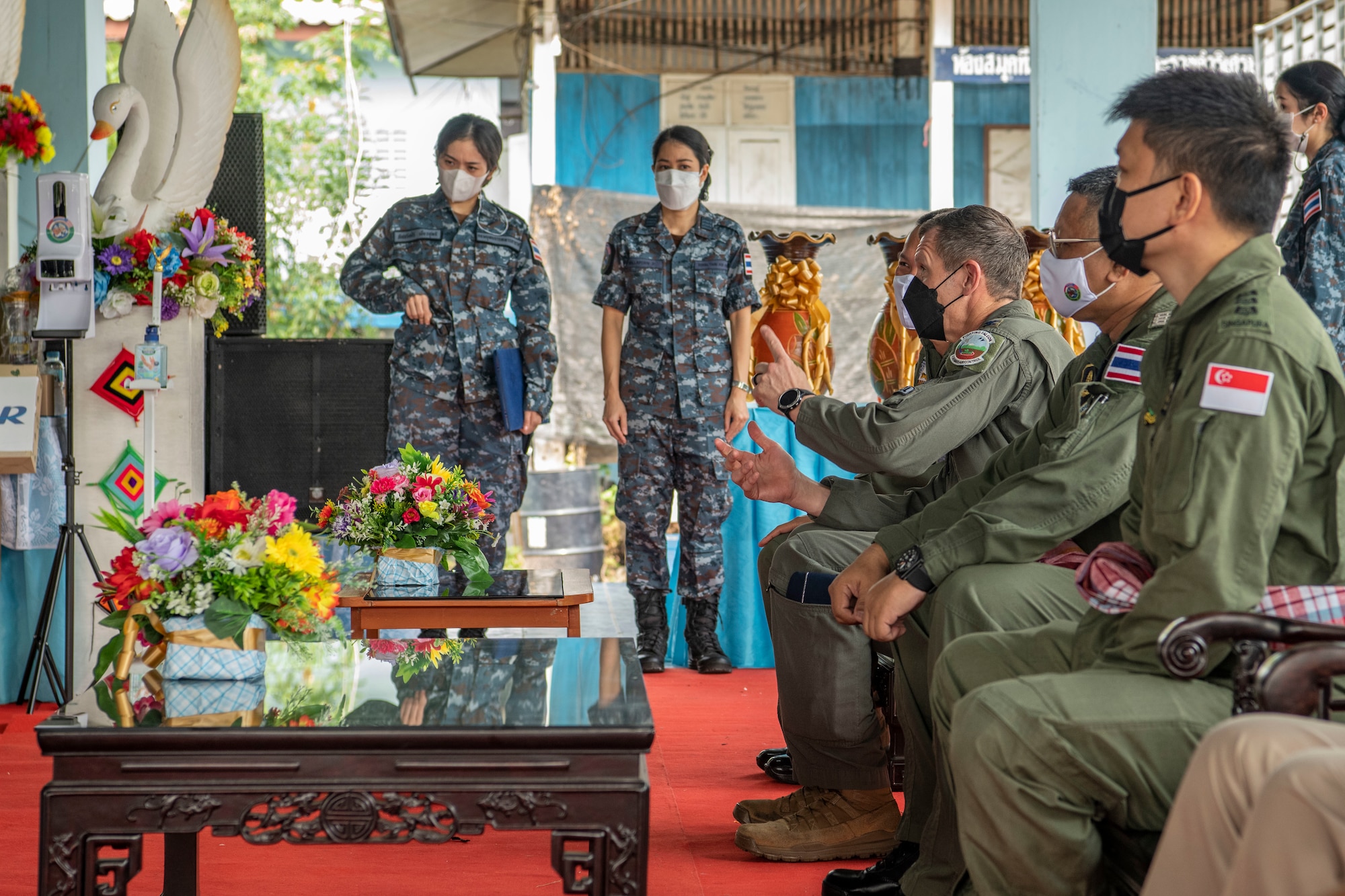Exercise Cope Tiger leaders engage in a local school ceremony.
