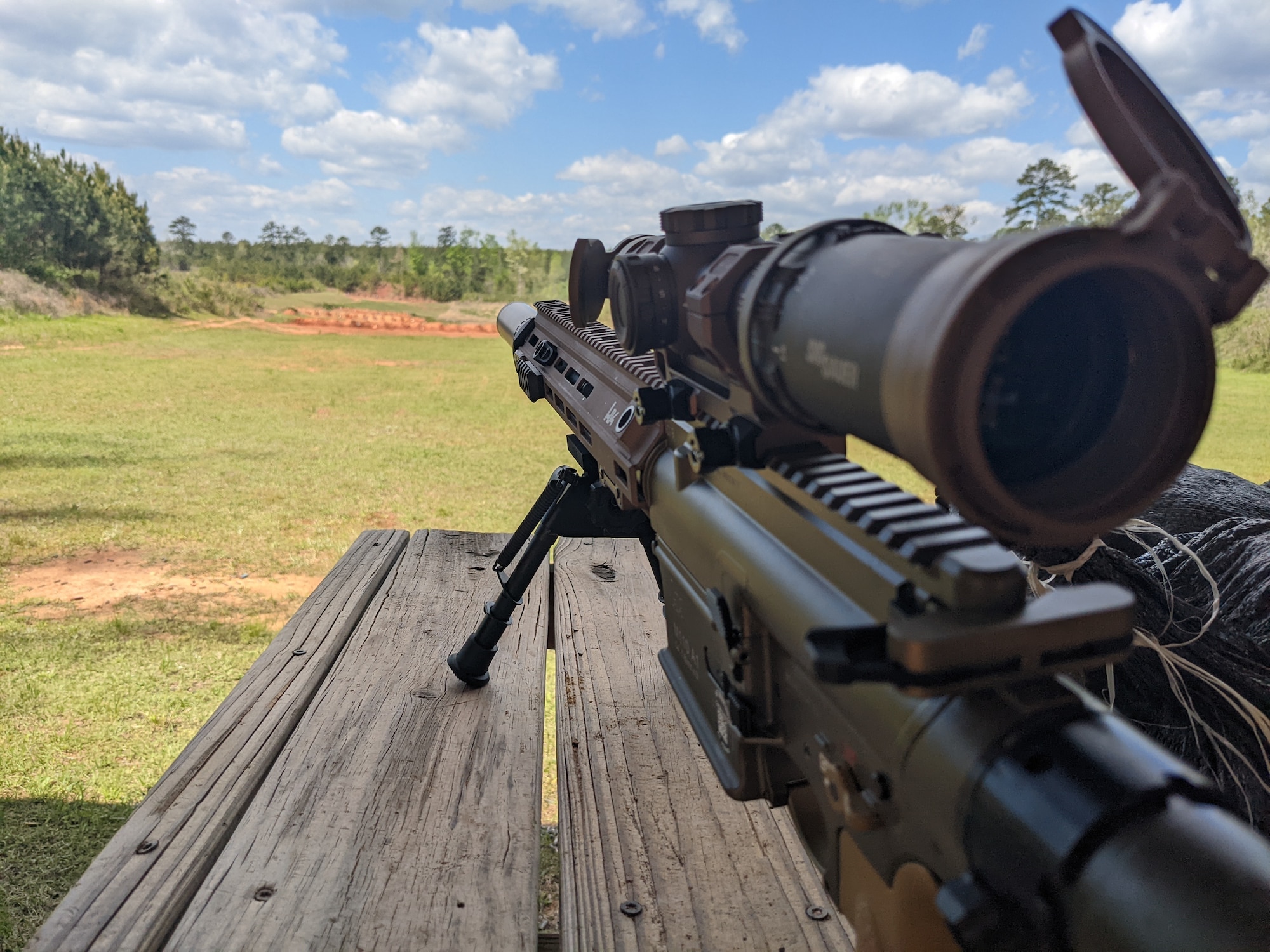 The Squad Designated Marksmanship Rifle being tested on the range. (U.S. Air Force photo/Shaun Ferguson)