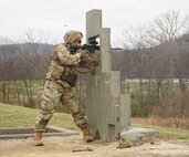 Fifteen Pennsylvania Army National Guard Soldiers compete in the weapons zero and qualification portion of the 2022 state Best Warrior Competition April 11, 2022, at Fort Indiantown Gap, Pa. The Soldiers competed in nine events designed to test their physical and mental endurance: night land navigation, a medical event, Army Combat Fitness Test, a written exam, a mystery event, the obstacle course, a 12-mile ruck march, and finally, a leadership/appearance board.