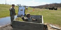 Fifteen Pennsylvania Army National Guard Soldiers compete in the mystery event portion of the 2022 state Best Warrior Competition, a grenade range, April 11, 2022, at Fort Indiantown Gap, Pa. The Soldiers competed in nine events designed to test their physical and mental endurance: night land navigation, a medical event, Army Combat Fitness Test, weapons zero and qualification, a written exam, the obstacle course, a 12-mile ruck march, and finally, a leadership/appearance board.