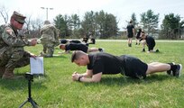 Fifteen Pennsylvania Army National Guard Soldiers compete in the Army Combat Fitness Test portion of the 2022 state Best Warrior Competition April 11, 2022, at Fort Indiantown Gap, Pa. The Soldiers competed in nine events designed to test their physical and mental endurance: night land navigation, a medical event, a written exam, a mystery event, weapons zero and qualification, the obstacle course, the, a 12-mile ruck march, and finally, a leadership/appearance board.
