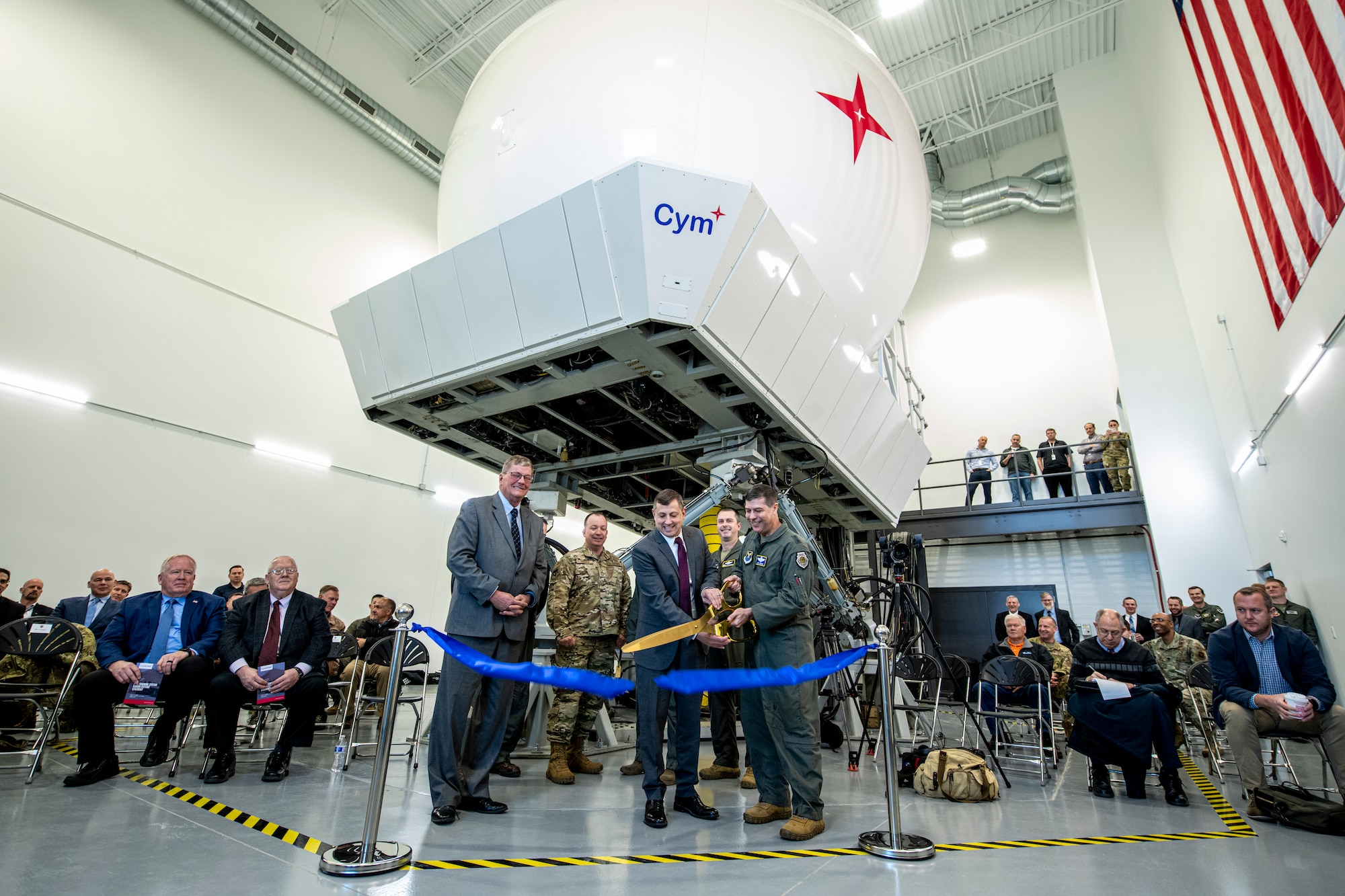 Ribbon-cutting ceremony at the new E-4B Training Center in La Vista, Neb., April 14, 2022.