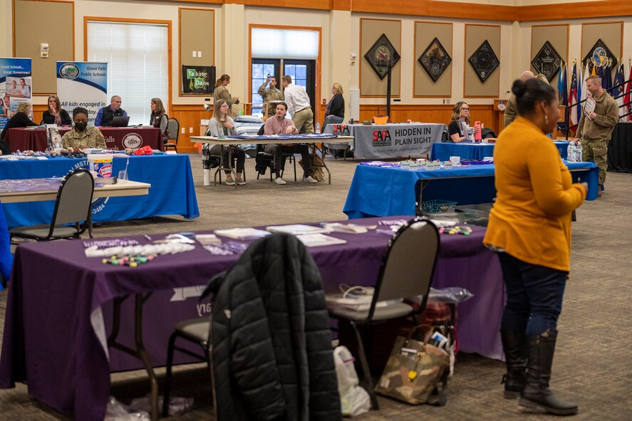 Participants attend an education summit at the Grizzly Bend April 12, 2022, at Malmstrom Air Force Base, Mont. The summit was an opportunity for parents and base leadership to speak with local helping agency representatives, receive additional information and meet with experts regarding their children’s education. (U.S. Air Force photo by Airman 1st Class Elijah Van Zandt)