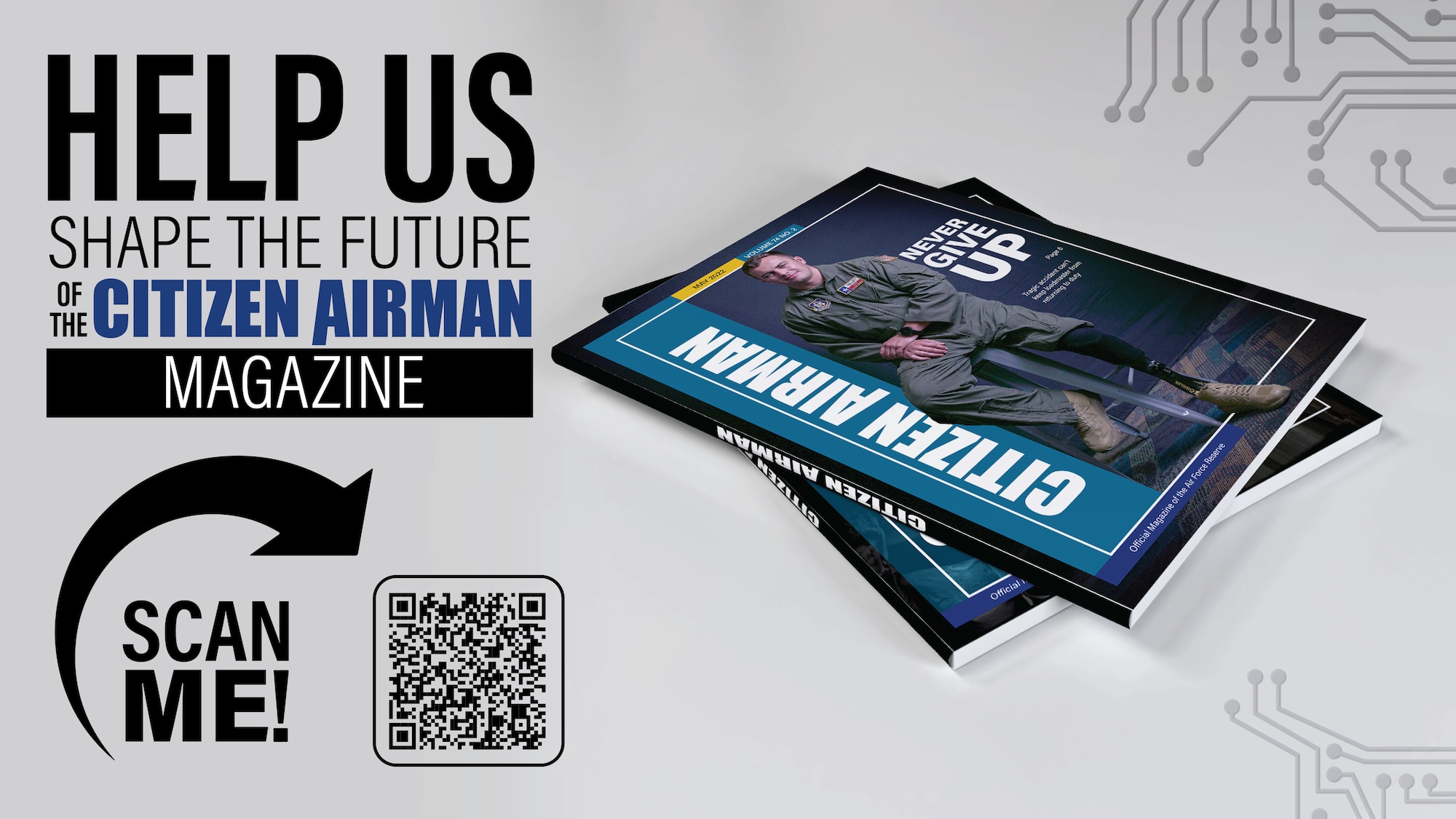 Graphic image discussing Citizen Airmen magazine questionnaire.