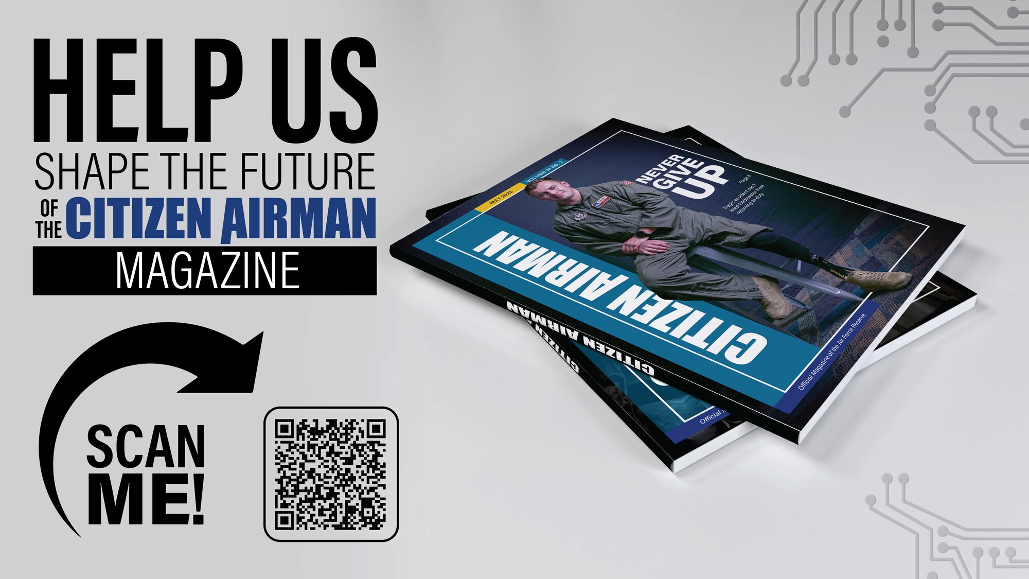 Graphic image discussing Citizen Airmen magazine questionnaire.
