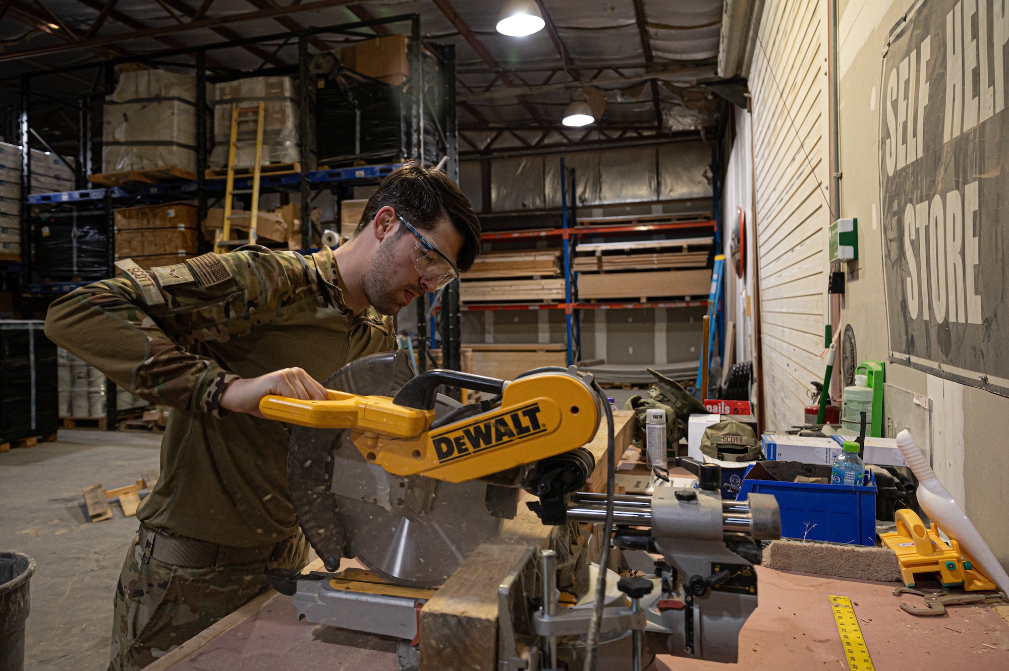 Project Salvage Pallets is a new upcycle program at Ali Al Salem Air Base that allows service members to use salvaged wooden pallets to create furniture for airmen dorms and common areas.