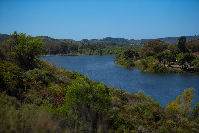 Lake O'Neill, located on Marine Corps Base Camp Pendleton, Calif., is a popular destination for fishing and camping and is a home to a wide variety of wildlife, April 7, 2022, . As a result of Pendleton’s Environmental Security Department taking charge in protecting the environment and wildlife habitats, both the California gnatcatcher and kangaroo rat have been reduced from endangered to threatened species. Safeguarding endangered and threatened habitats also allows Camp Pendleton to maintain the same training environment and quality training opportunities for Marine Corps operational forces.