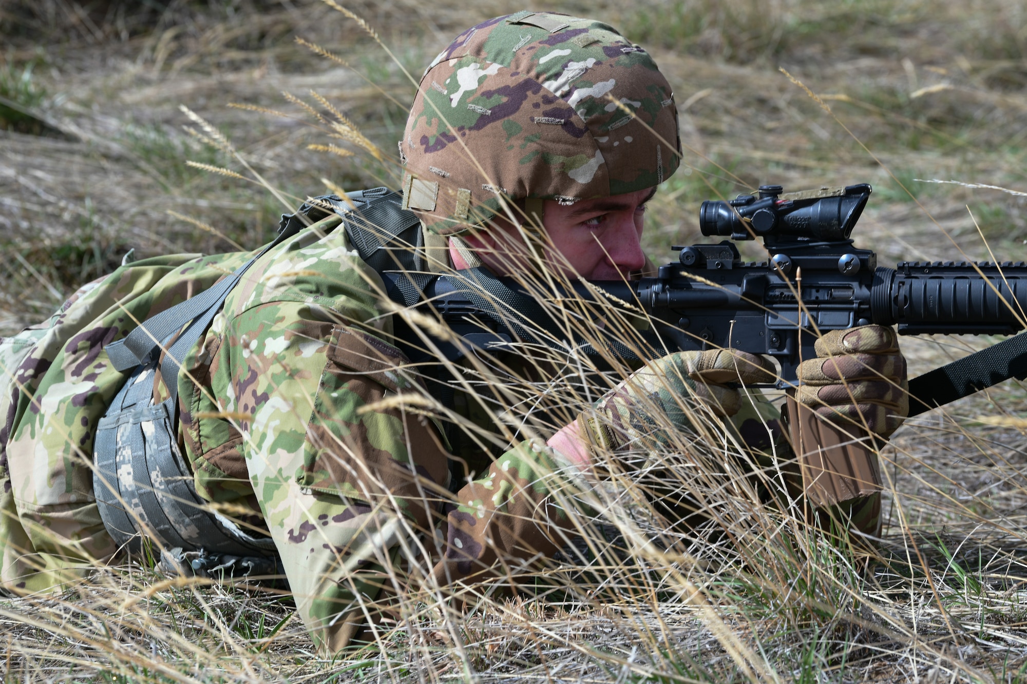 Soldier fires training weapon