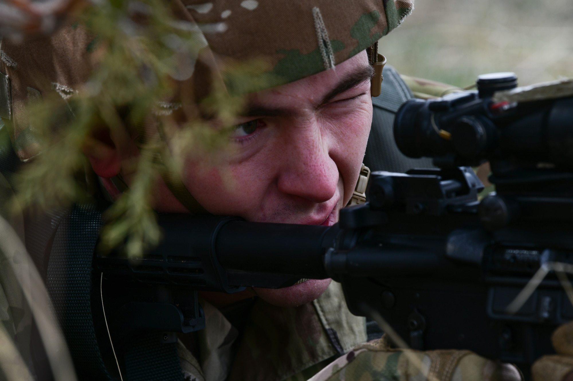 Soldier fires training weapon