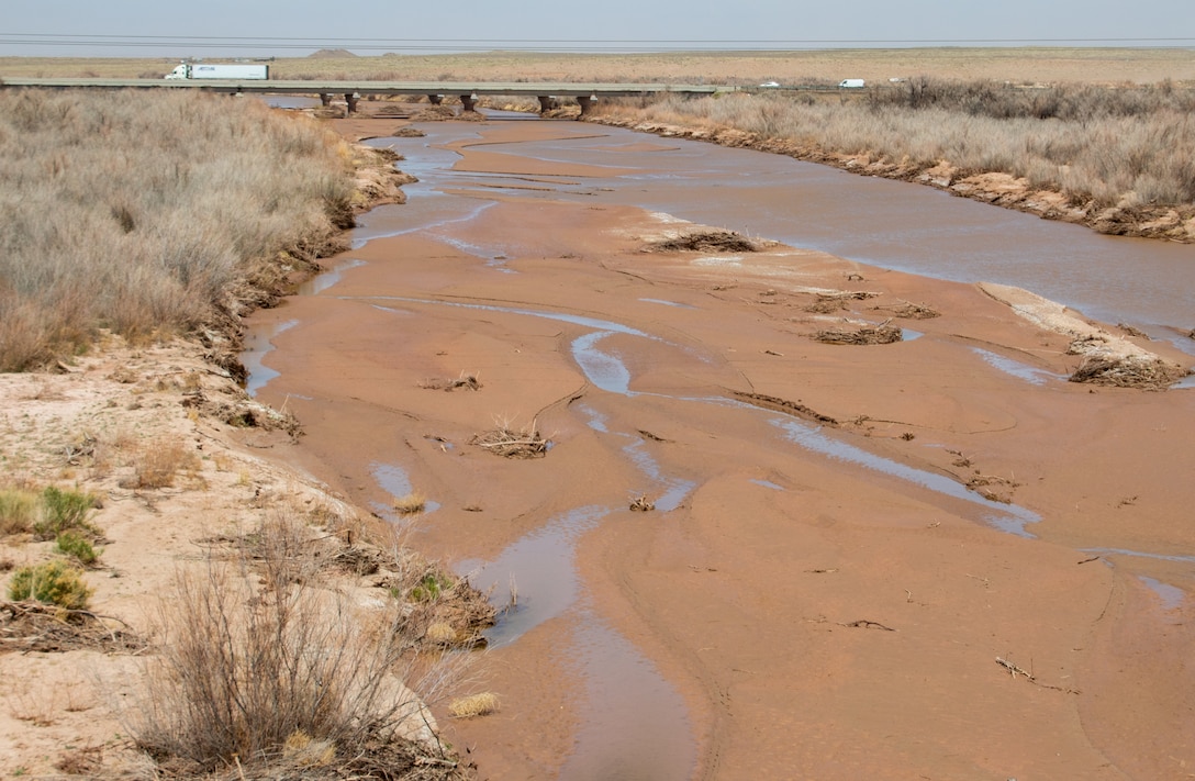 The flowing Little Colorado River is pictured April 11 in Winslow, Ariz. The Little Colorado River at Winslow Flood-Control Project is slated to receive more than $65 million in federal funding from the bipartisan Infrastructure and Investment Jobs Act to complete design and construction. (Photo by Robert DeDeaux, Los Angeles District PAO)