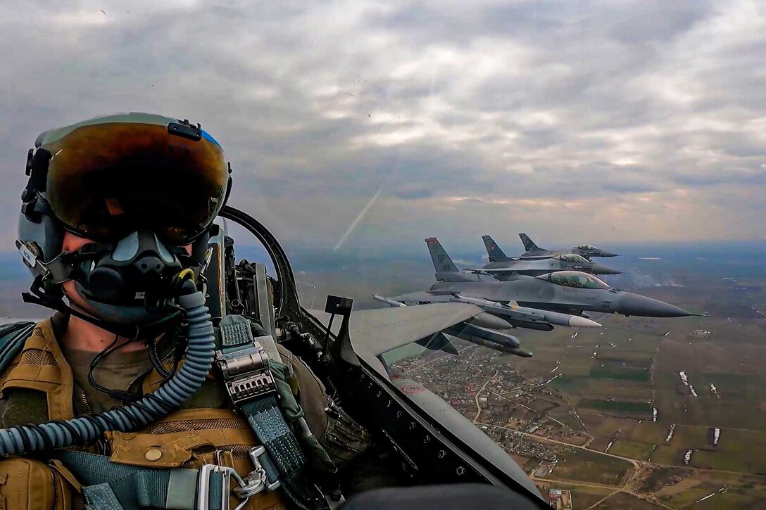 Jets fly in formation.