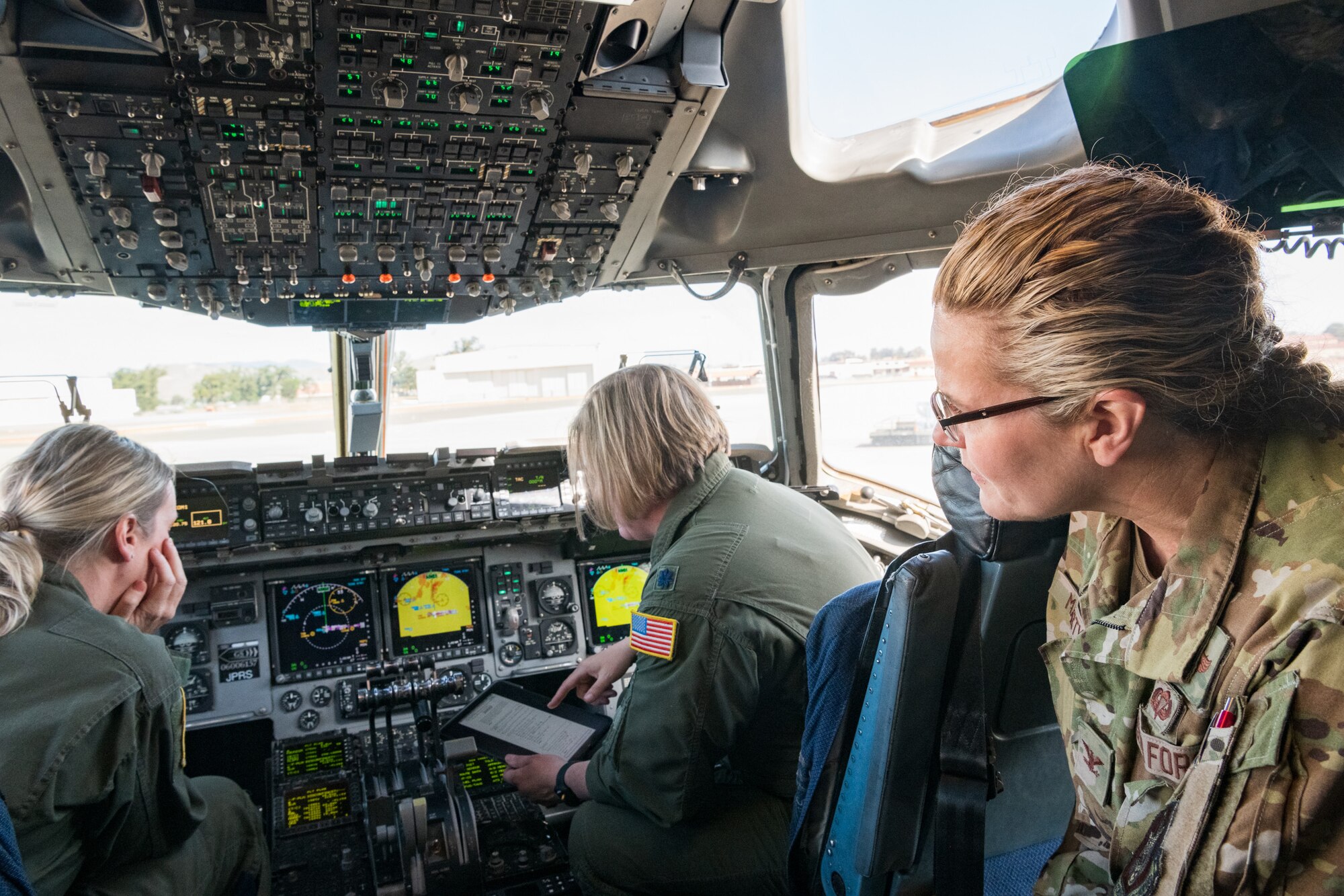 It's not every day that an all-female aircrew gets to go up in U.S. Air Force C-17 Globemaster III for a training flight.  For former pilots like soon to be retiring, Col. Jacquelyn Marty, 349th AMW vice commander, this was an opportunity that at one time was unheard of to fly with an all-female aircrew. 
"I'm thrilled and only hope as we go forward , it's not a big deal, but a natural occurrence," said Marty. Marty will soon be retiring in June after 32 years of service.
