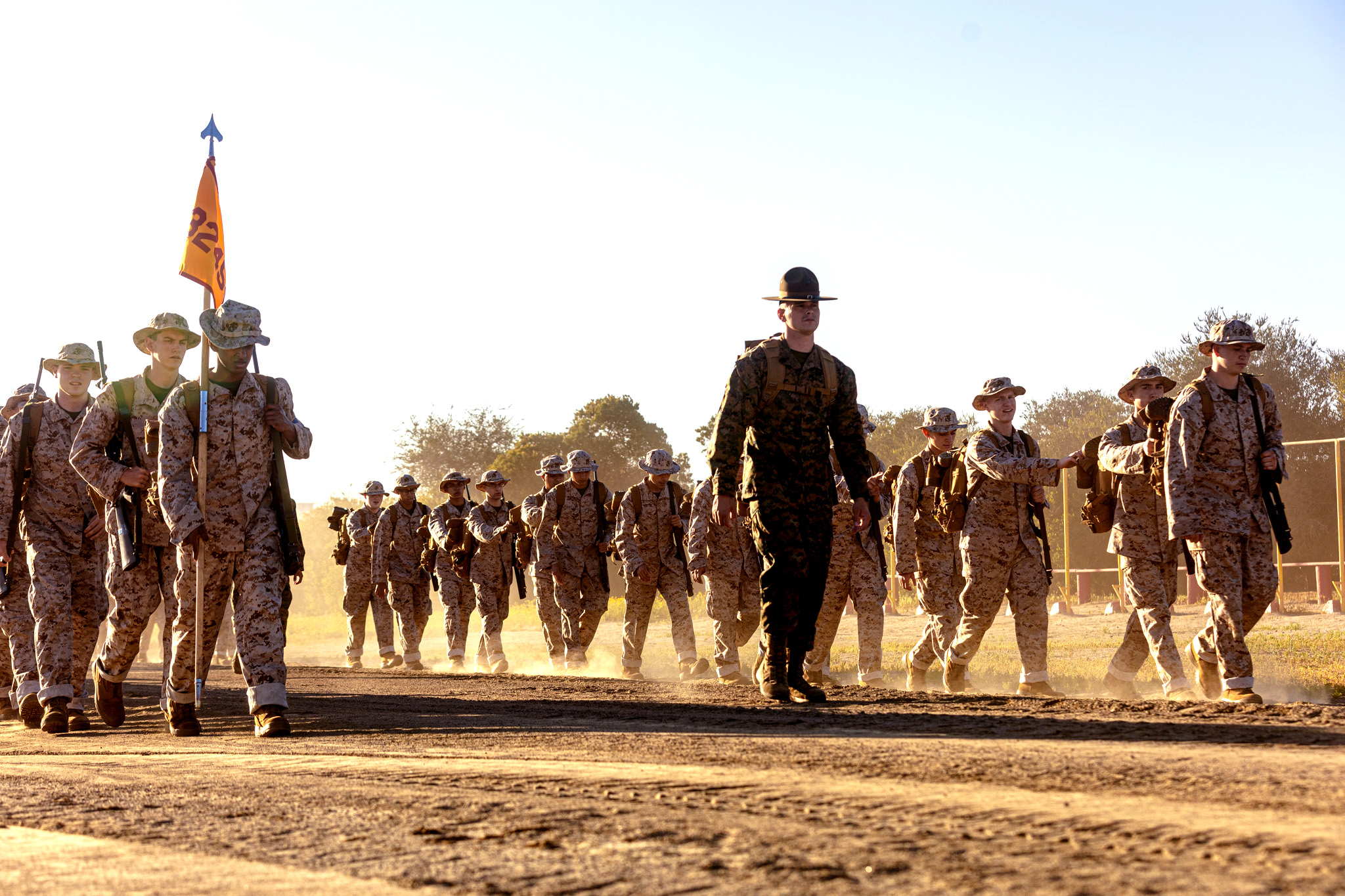 You voted, and we listened! Here is this week's Top Shot Winner.

U.S. Marine Corps recruits with Lima Company, 3rd Recruit Training Battalion, conduct an introductory hike around Marine Corps Recruit Depot San Diego, April 8, 2022. A progressive hike program of increasing distances and pace improve the recruits' mental and physical conditioning, sustain field conditioning and provide overall preparation for Marine Combat Training. (U.S. Marine Corps photo by Cpl. Tyler W. Abbott)