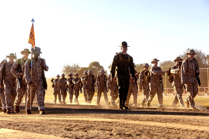 You voted, and we listened! Here is this week's Top Shot Winner.

U.S. Marine Corps recruits with Lima Company, 3rd Recruit Training Battalion, conduct an introductory hike around Marine Corps Recruit Depot San Diego, April 8, 2022. A progressive hike program of increasing distances and pace improve the recruits' mental and physical conditioning, sustain field conditioning and provide overall preparation for Marine Combat Training. (U.S. Marine Corps photo by Cpl. Tyler W. Abbott)