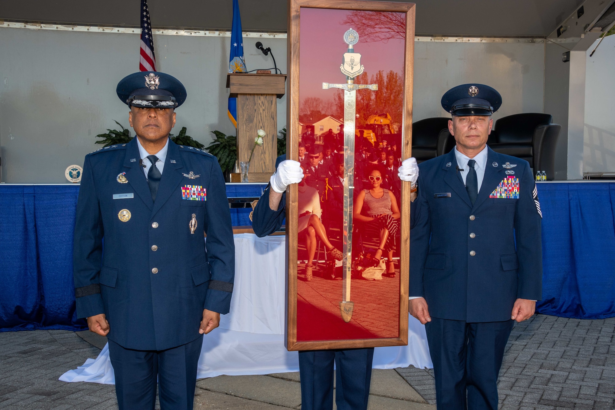 Air Education and Training Command’s enlisted Airmen inducted Gen. Anthony Cotton commander of U.S. Air Force Global Strike Command and Air Forces Strategic-Air, U.S. Strategic Command, into AETC’s Order of the Sword with a ceremony