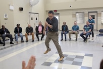 A class participant, or suicide prevention liaison, dances as part of a group exercise that partially takes people out of their comfort zones during the 85th U.S. Army Reserve Support Command’s Stand for Life suicide prevention training event in Nashville, Tennessee, March 28 – 30, 2022.