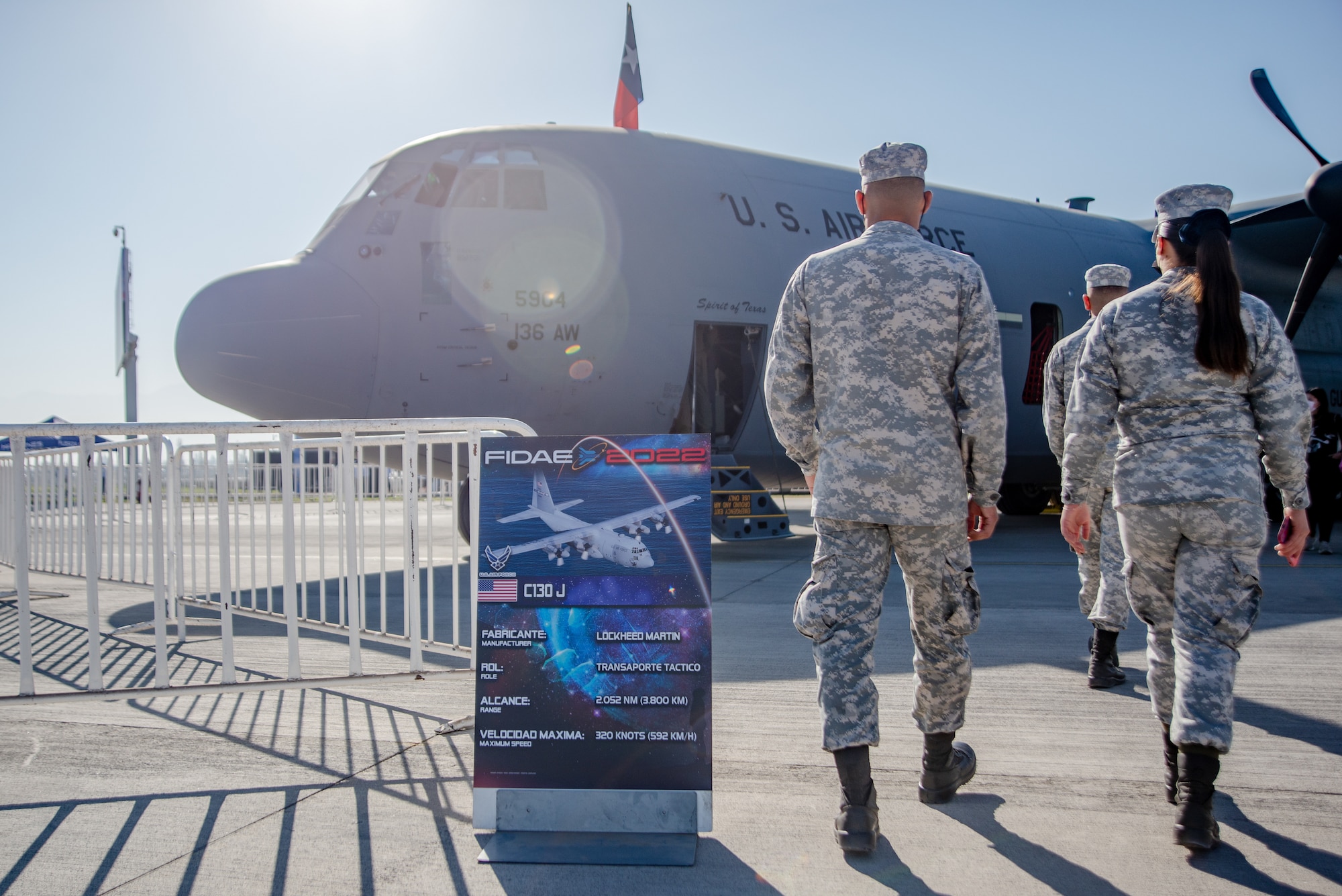 Citizen Airmen showcase the C-130J during FIDAE 2022.