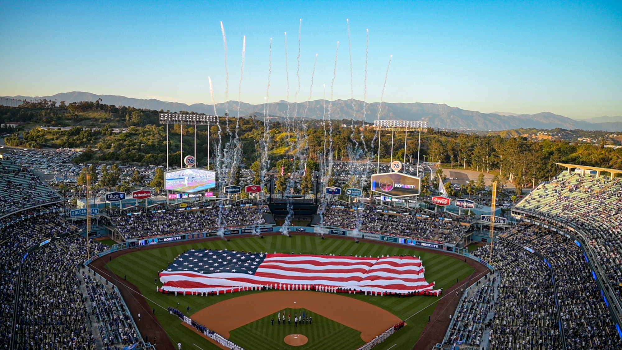 Two F-35's from the 461st Flight Test Squadron conducted an integrated test mission with a flyover for the Dodgers home opener against the Cincinnati Reds.