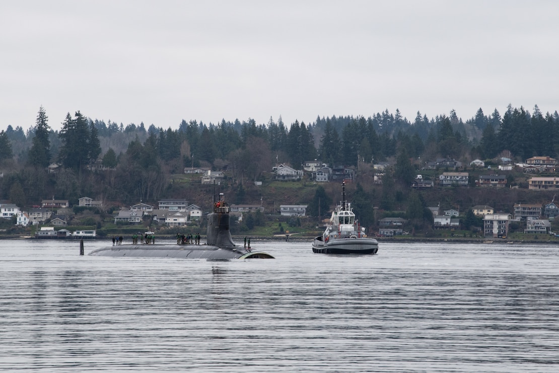 The Seawolf-class fast-attack submarine USS Connecticut (SSN 22) returns to its homeport in Bremerton, Washington, Dec. 21, following a scheduled deployment in the U.S. 7th Fleet area of operations. The Pacific Submarine Force provides anti-submarine warfare, anti-surface ship warfare, intelligence, surveillance, reconnaissance and early warning, special warfare capabilities, and strategic deterrence around the world to enhance interoperability through alliances and partnerships in support of a free and open Indo-Pacific Region.