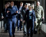 Leaders discuss Space Command missions at Schriever Space Force Base, Colorado.