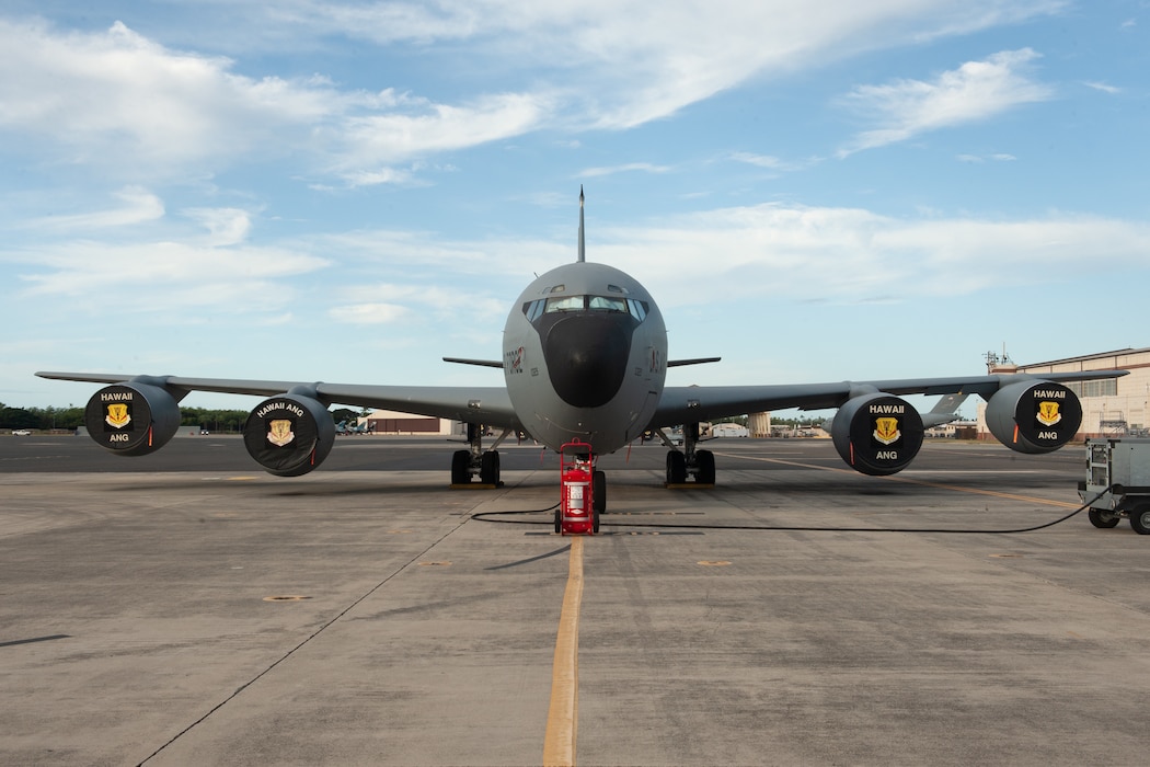 KC-135 arrives at the museum to join our collection. Photo of the nose of the aircraft.