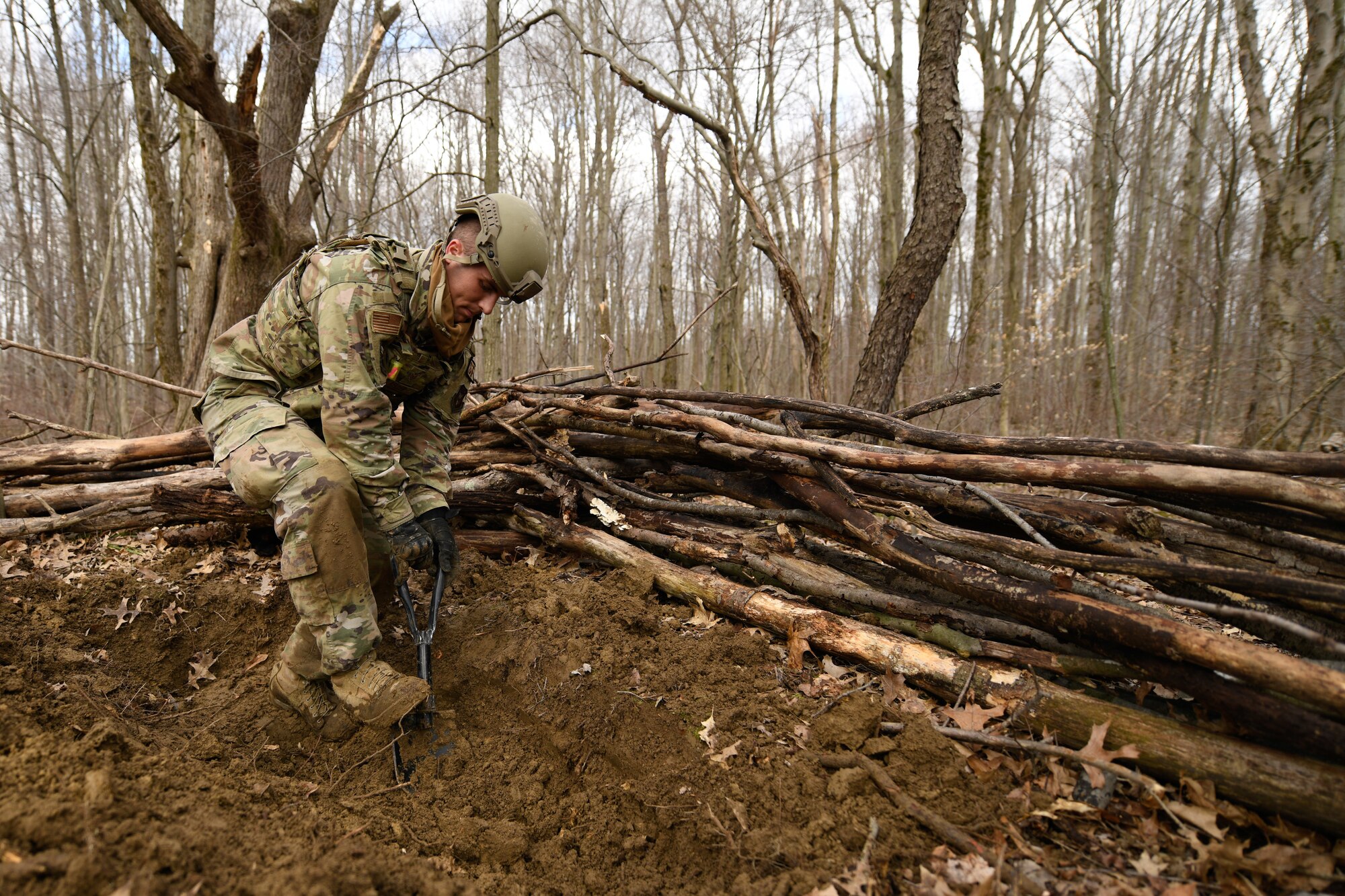 The 910th Civil Engineer Squadron joined the 910th Security Forces Squadron for a 24-hour field exercise in which the units established a bare base and provided perimeter defense, March 31 to April 1, 2022.