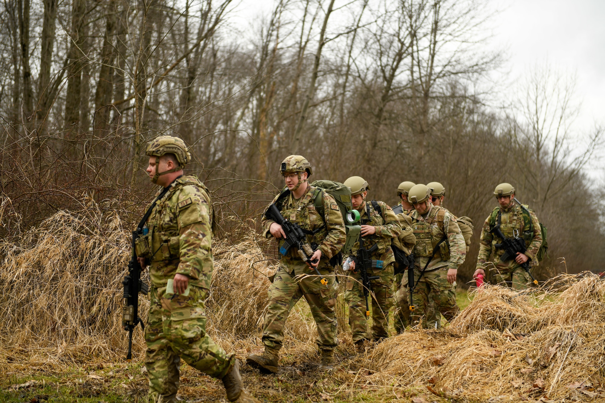 The 910th Civil Engineer Squadron joined the 910th Security Forces Squadron for a 24-hour field exercise in which the units established a bare base and provided perimeter defense, March 31 to April 1, 2022.