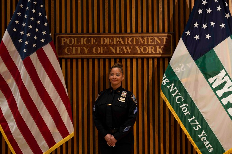U.S. Marine veteran and New York Police Department Sgt. Lynda Chervoni, poses for a photograph at New York Police Department Headquarters in New York, Mar. 17, 2022. (U.S. Marine Corps photo by Sgt. Tojyea G. Matally)