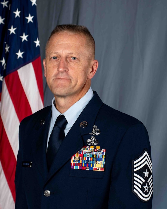 Bio photo of Command Chief Master Sgt. Troy Erlandson, 114th Fighter Wing command chief.