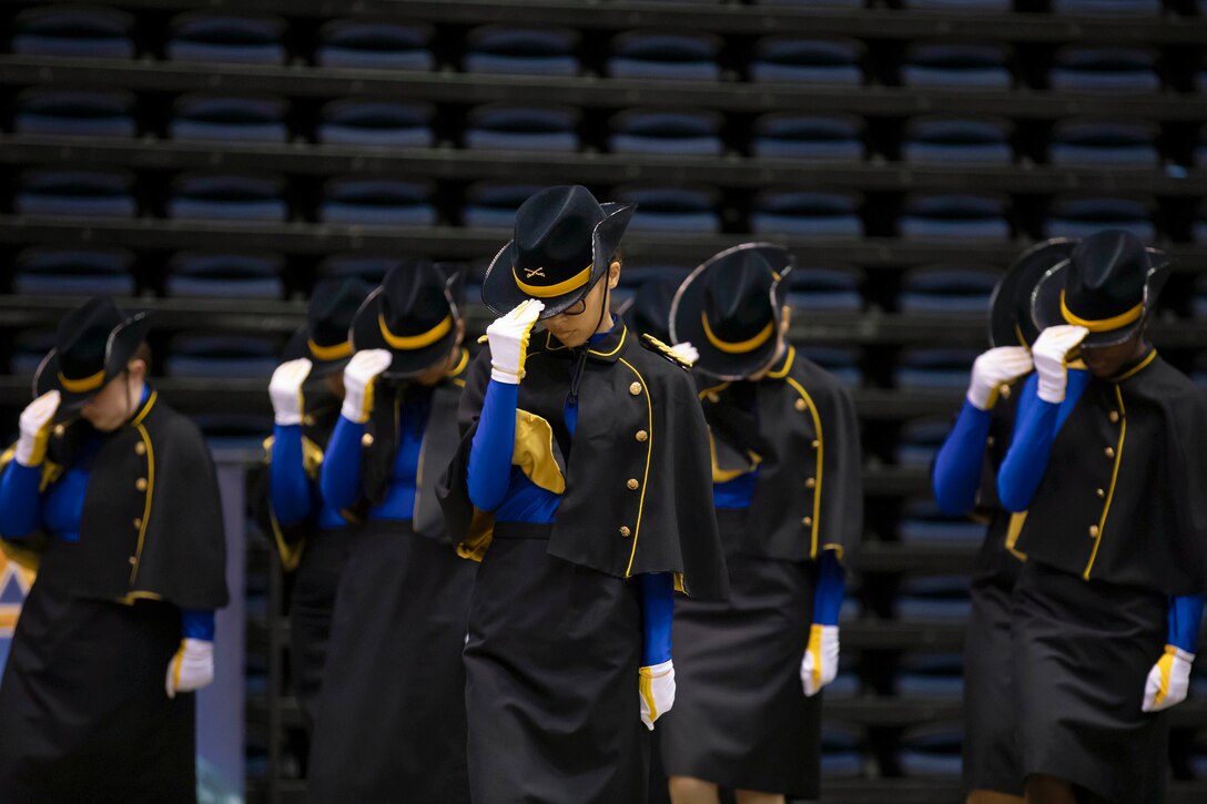 Army JROTC cadets perform during a competition.