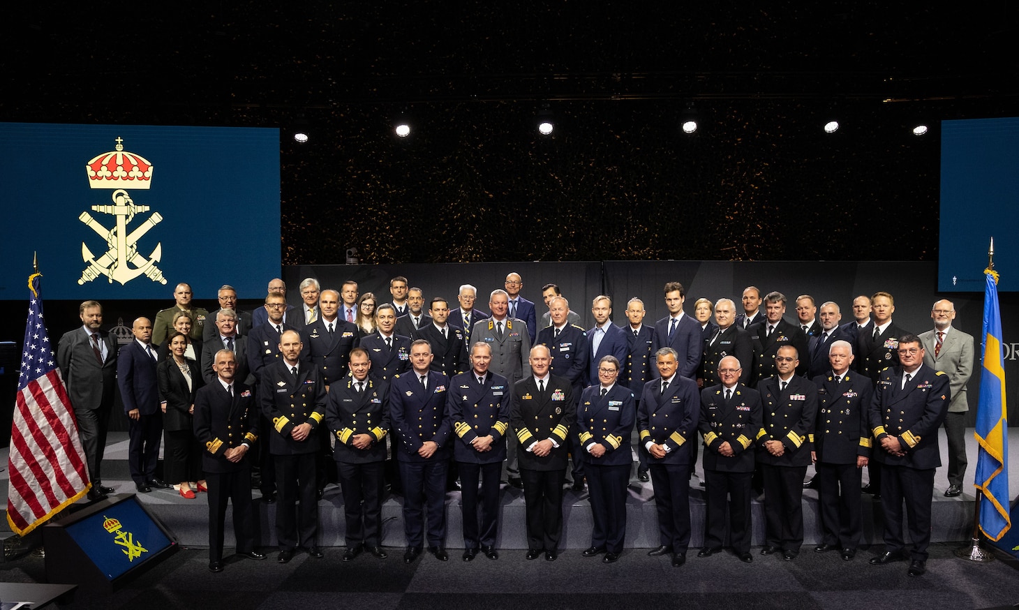 Vice Adm. Gene Black, commander, U.S. Sixth Fleet, poses for a group photo with senior military leaders from Europe and the U.S. during a Cooperative Strategy Forum, April 20, 2022.