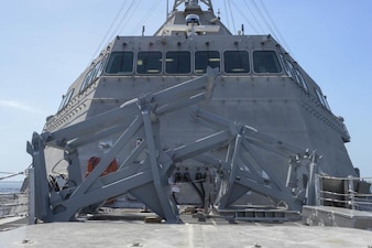 USS Mobile (LCS 26) Installs Naval Strike Missile Launch Frame