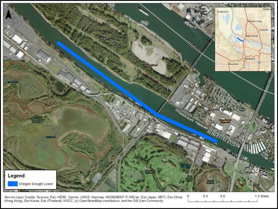 Graphic representation of Oregon Slough dredging area