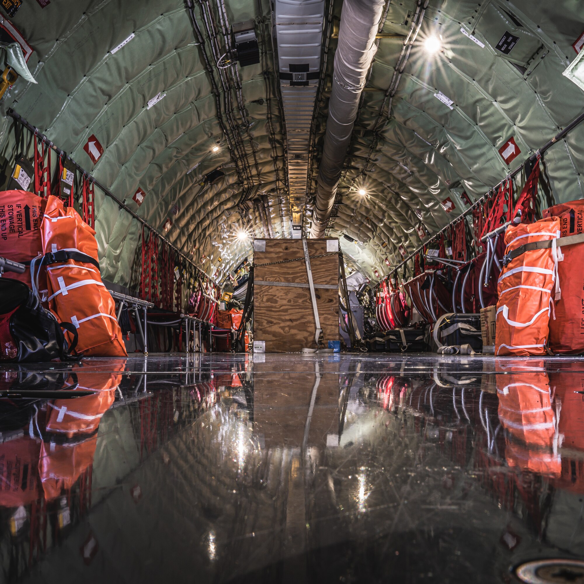 The inside of a KC-135 Stratotanker aircraft is shown on the flight line prior to takeoff at MacDill Air Force Base, Florida, April 12, 2022.
